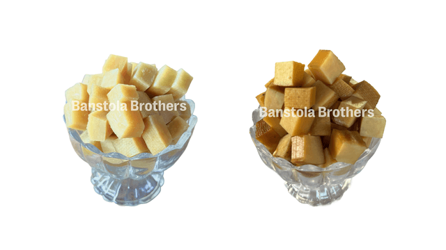 Image of white chhurpi and Smoked chhurpi